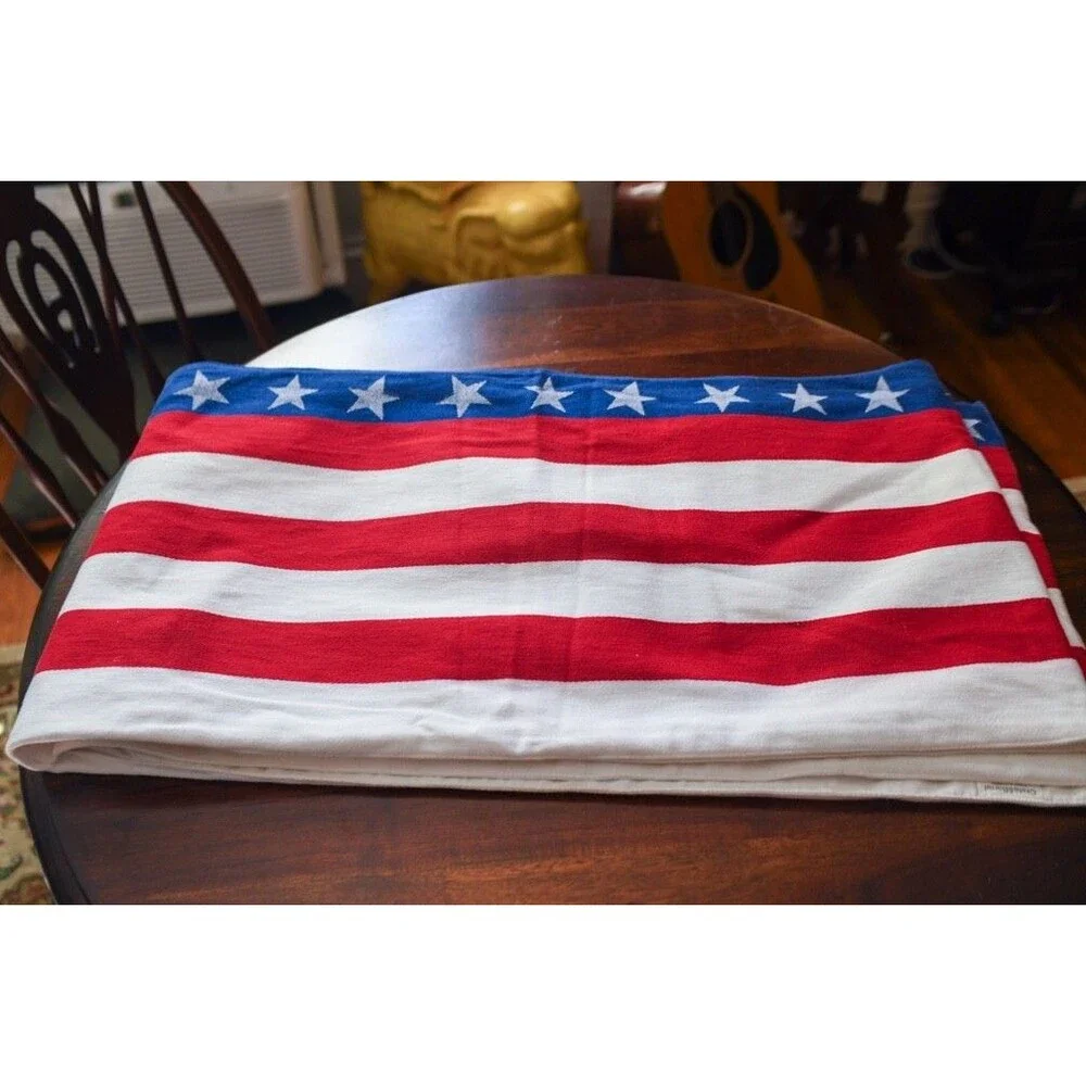 CRATE & BARREL Stars & Stripes American Flag 14”x90” TABLE RUNNER 4th of July